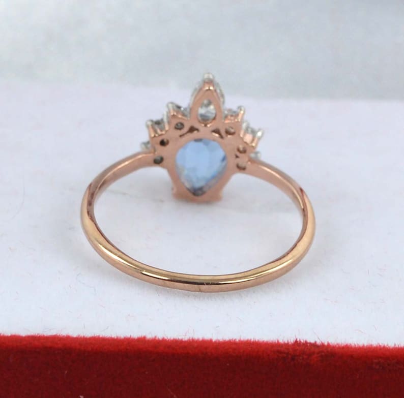 1.50 CT Pear Cut Aquamarine Diamond 925 Sterling Silver Solitaire With Accent Ring