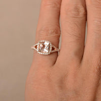 2.25 Ct Cushion Cut Morganite 925 Sterling Silver Halo Engagement Wedding Ring