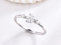 1.20 Ct Marquise & Round Cut Diamond 925 Sterling Silver Arrow Style Unique Ring