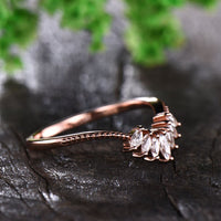 1 CT Marquise Cut Diamond Rose Gold Over On 925 Sterling Silver Curved Wedding Band Ring