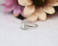 1 CT Cushion Cut Cubic Zirconia Diamond 925 Sterling Silver Halo Engagement Ring