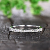 0.75 CT Baguette & Round Cut Diamond 925 Sterling Silver Wedding Band Ring