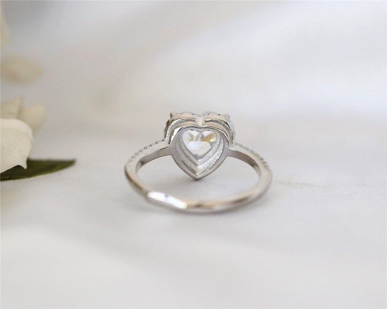 1 CT Heart Cut CZ Diamond 925 Sterling Silver Halo Engagement Ring