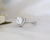 1 CT Heart Cut CZ Diamond 925 Sterling Silver Halo Engagement Ring