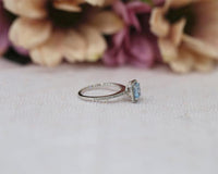 1 CT Cushion Cut Aquamarine Diamond 925 Sterling Silver Half Eternity Engagement Ring