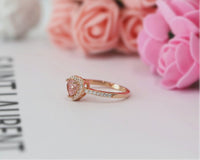 1 CT Heart Pink Morganite Diamond Rose Gold Over On 925 Sterling Silver Halo Engagement Ring