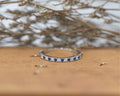 0.75 CT Round Cut Blue Sapphire Diamond 925 Sterling Silver Half Eternity Anniversary Ring