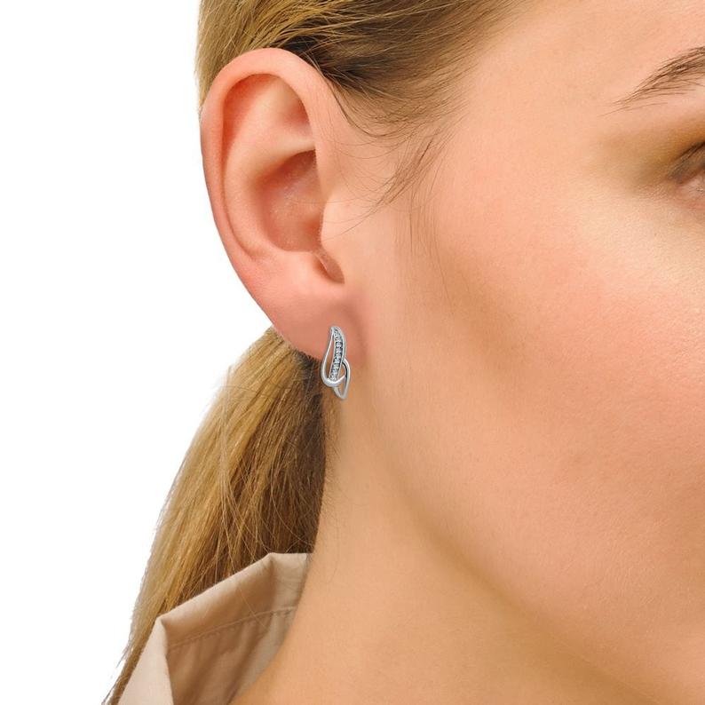 0.25 Ct Brilliant Round Cut Diamond Unique Shape Stud Earrings In 925 Sterling Silver - atjewels.in