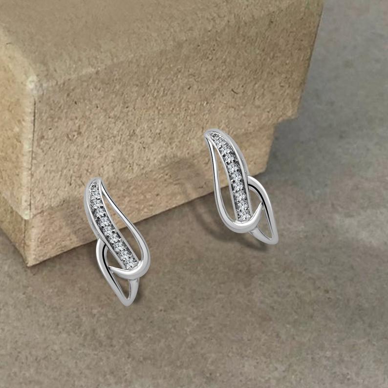 0.25 Ct Brilliant Round Cut Diamond Unique Shape Stud Earrings In 925 Sterling Silver - atjewels.in