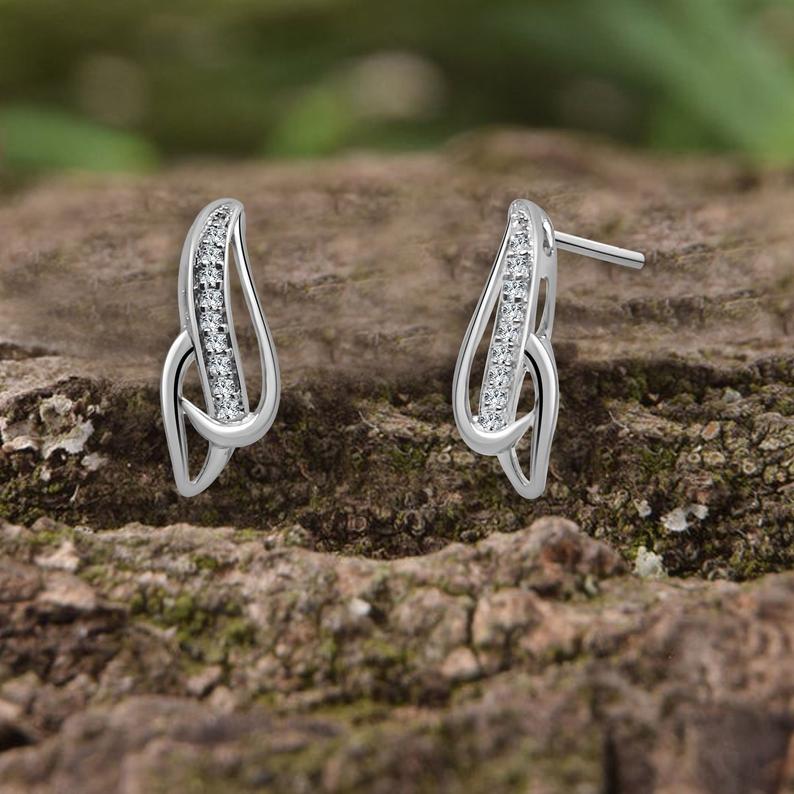 0.25 Ct Brilliant Round Cut Diamond Unique Shape Stud Earrings In 925 Sterling Silver - atjewels.in