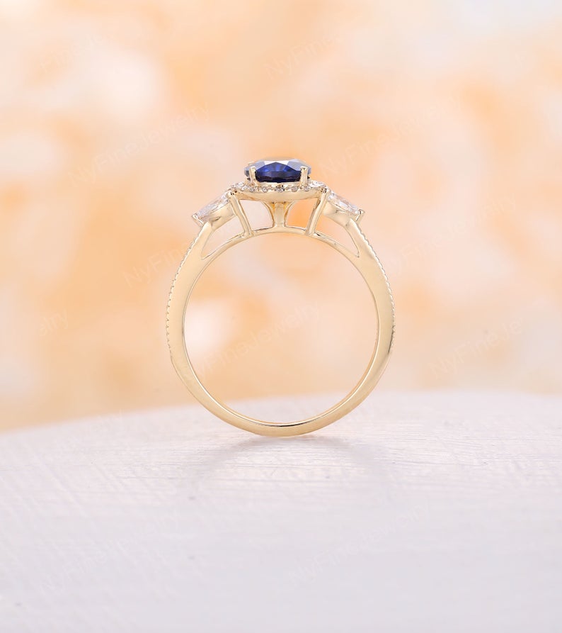 2 CT Oval Cut Blue Sapphire Diamond 925 Sterling Silver Halo Anniversary Gift Ring