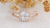 1 CT Cushion Cut Diamond 925 Sterling Silver Halo Engagement Ring