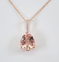 1.20 Ct Pear Cut Peach Morganite Rose Gold Over On 925 Sterling Silver Anniversary Gift Pendant