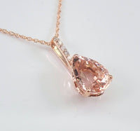 1.20 Ct Pear Cut Peach Morganite Rose Gold Over On 925 Sterling Silver Anniversary Gift Pendant