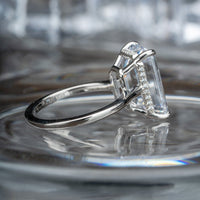 1 CT Emerald Cut White Gold Over On 925 Sterling Silver Solitaire With Accents Promise Ring