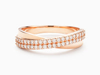 0.25 CT Round Cut Diamond Rose Gold Over On 925 Sterling Silver Double Row Infinity Anniversary Ring