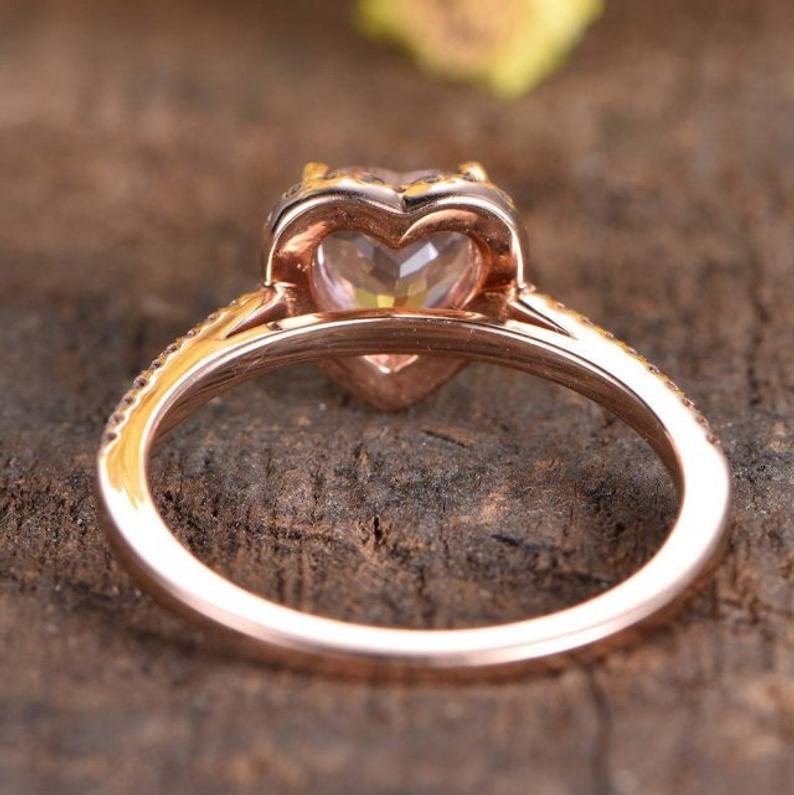 1 CT Heart Cut Morganite Diamond 925 Sterling Silver Halo Anniversary Ring - atjewels.in
