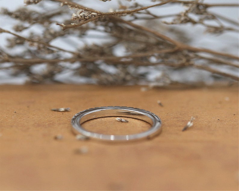 1 CT Round Cut Blue Sapphire Diamond 925 Sterling Silver Half Eternity Anniversary Band Ring - atjewels.in