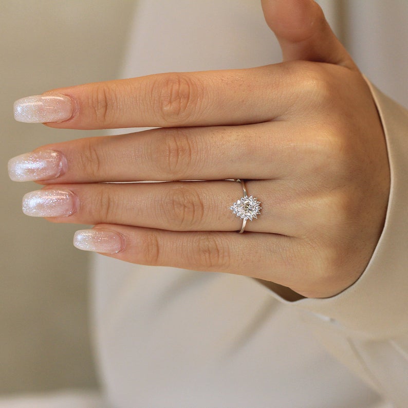 1.75 Ct Pear Cut Rose Gold Over On 925 Sterling Silver Halo Engagement Ring