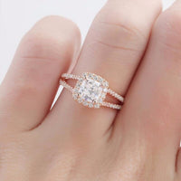 1 CT Cushion Cut Diamond 925 Sterling Silver Halo Engagement Ring