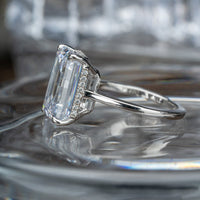 1 CT Emerald Cut White Gold Over On 925 Sterling Silver Solitaire With Accents Promise Ring