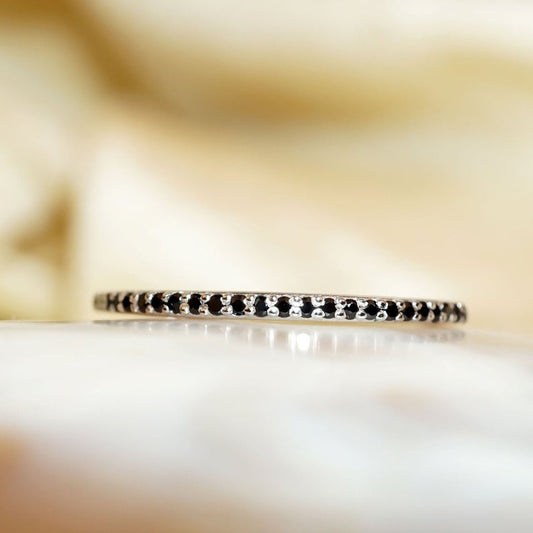 0.25 CT Round Cut Black Diamond 925 Sterling Silver Womens Wedding Half Eternity Band Ring