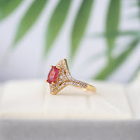 1 CT Oval Cut Red Ruby Diamond 925 Sterling Silver Double Halo Wedding Ring