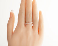 0.25 CT Round Cut Diamond Rose Gold Over On 925 Sterling Silver Double Row Infinity Anniversary Ring