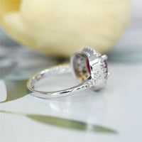 1 CT Cushion Cut Red Ruby Diamond 925 Sterling Silver Double Halo Diamond Wedding Ring