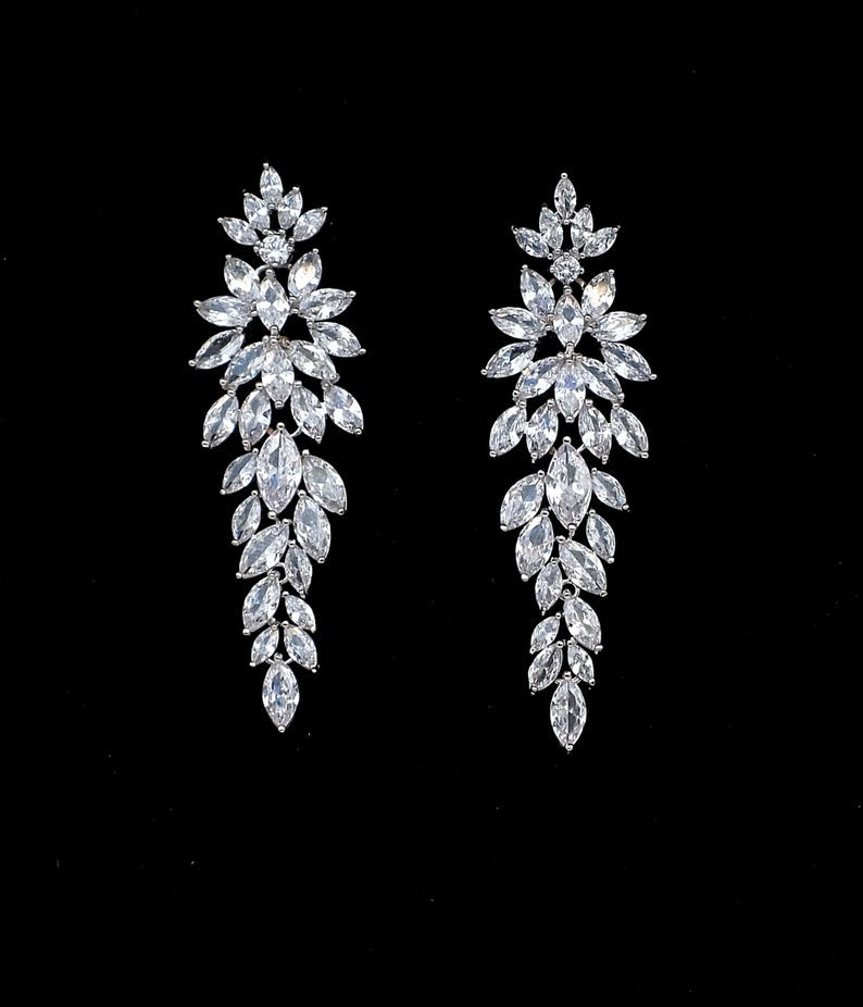 3.50 Ct Marquise Cut Diamond 925 Sterling Silver Bridal Engagement Wedding Dangle Earrings