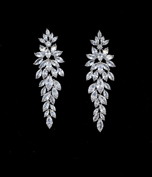 3.50 Ct Marquise Cut Diamond 925 Sterling Silver Bridal Engagement Wedding Dangle Earrings