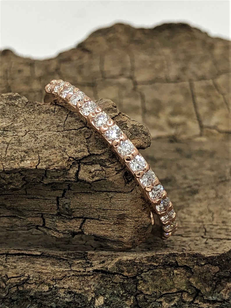 1 CT Round Cut Diamond 925 Sterling Silver Half Eternity Wedding Band Ring