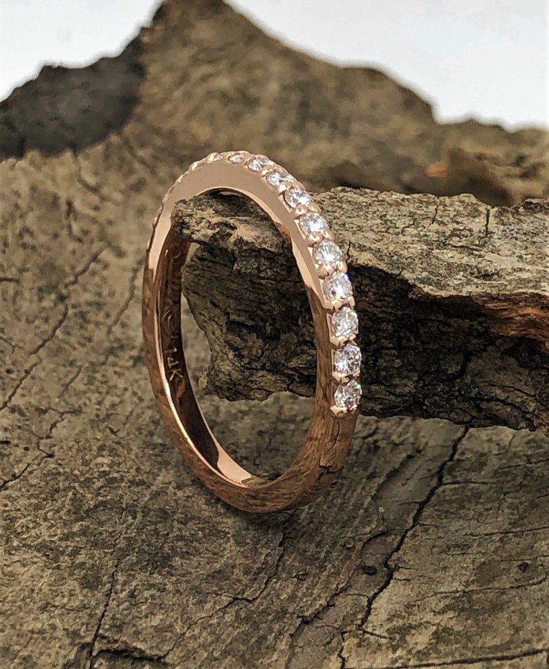 1 CT Round Cut Diamond 925 Sterling Silver Half Eternity Wedding Band Ring
