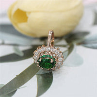 1 CT Oval Cut Green Emerald And CZ Diamond Rose Gold Over On 925 Sterling Silver Double Halo Engagement Ring