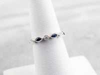 2.75 Ct Marquise Cut Blue Sapphire Half Eternity 925 Sterling Silver Promise Gift Ring