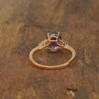 1 CT Oval cut Amethyst Diamond Rose Gold Over On 925 sterling silver Vintage Ring