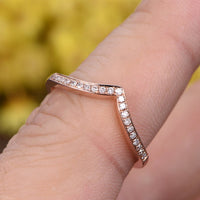 0.25 CT Round Cut CZ Diamond Rose Gold Over On 925 Sterling Silver Curved Engagement Ring