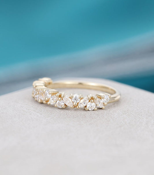 1 CT Marquise Cut Diamond 925 Sterling Silver Half Eternity Wedding Band Ring