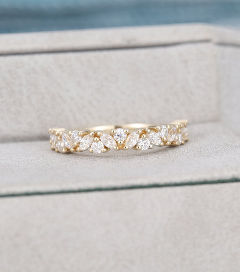 1 CT Marquise Cut Diamond 925 Sterling Silver Half Eternity Wedding Band Ring
