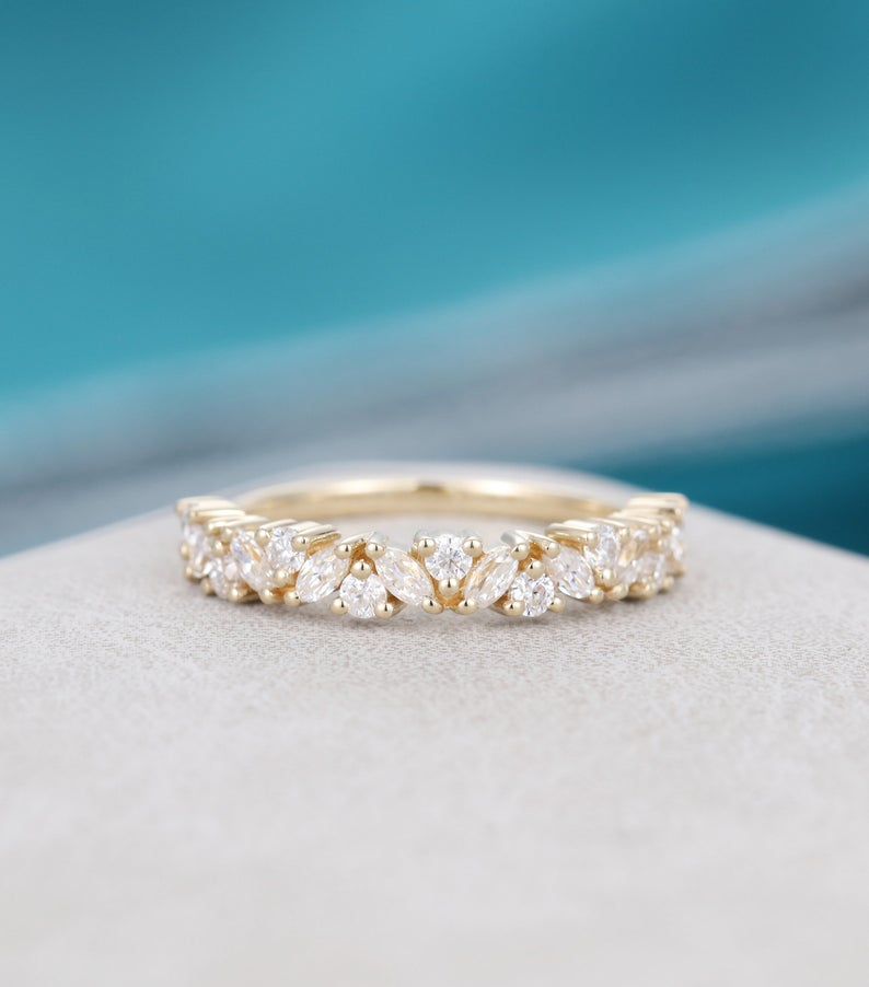1 CT Marquise Cut Diamond 925 Sterling Silver Half Eternity Wedding Band Ring