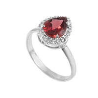 1 CT Pear Cut Red Garnet Diamond 925 Sterling Silver Women Halo Anniversary Gift For Her