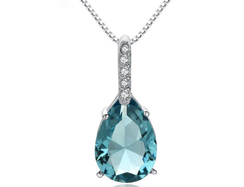 1.20 Ct Pear Cut London Blue Topaz Teardrop Solitaire Pendant In 925 Sterling Silver