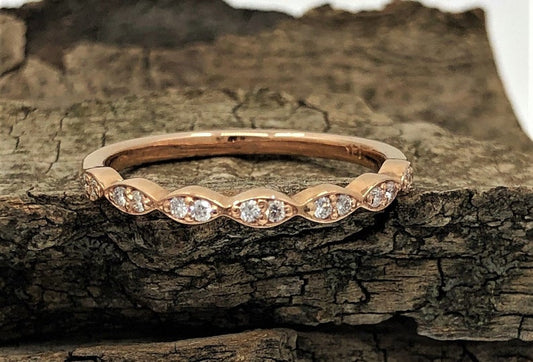 1.20 CT Round Cut White Diamond Rose Gold Over On 925 Sterling Silver Half Eternity Promise Ring,