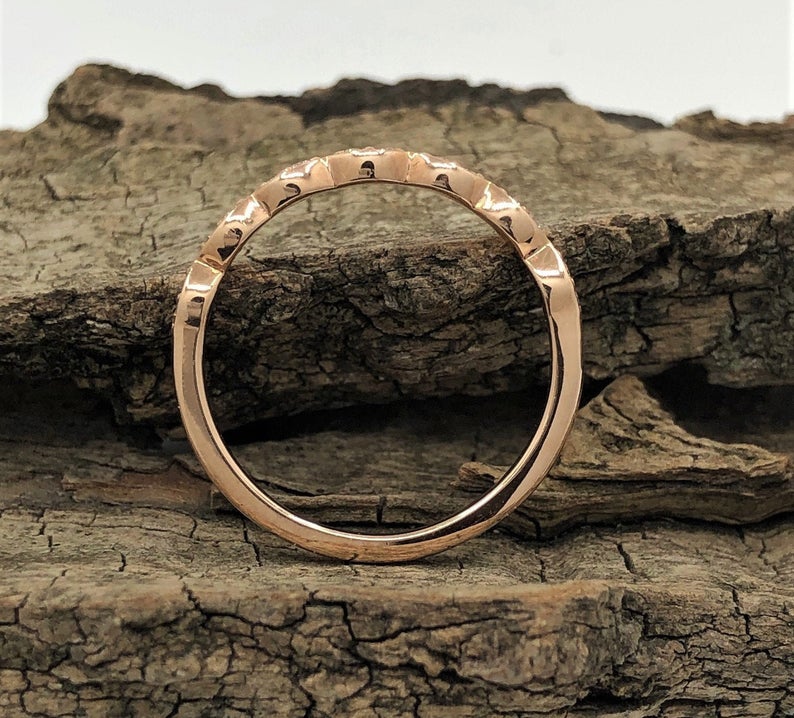 1.20 CT Round Cut White Diamond Rose Gold Over On 925 Sterling Silver Half Eternity Promise Ring,