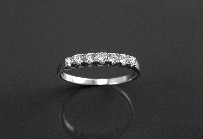 1 CT Round Cut Diamond 925 Sterling Silver Half Eternity Engagement Band Ring