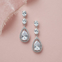 3.50 Ct Pear & Oval Cut Diamond Engagement Wedding Dangle Earrings In 925 Sterling Silver