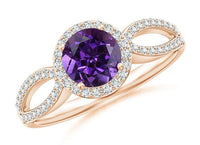 2 CT Round Cut Amethyst Diamond 925 Sterling Silver Halo Engagement Ring