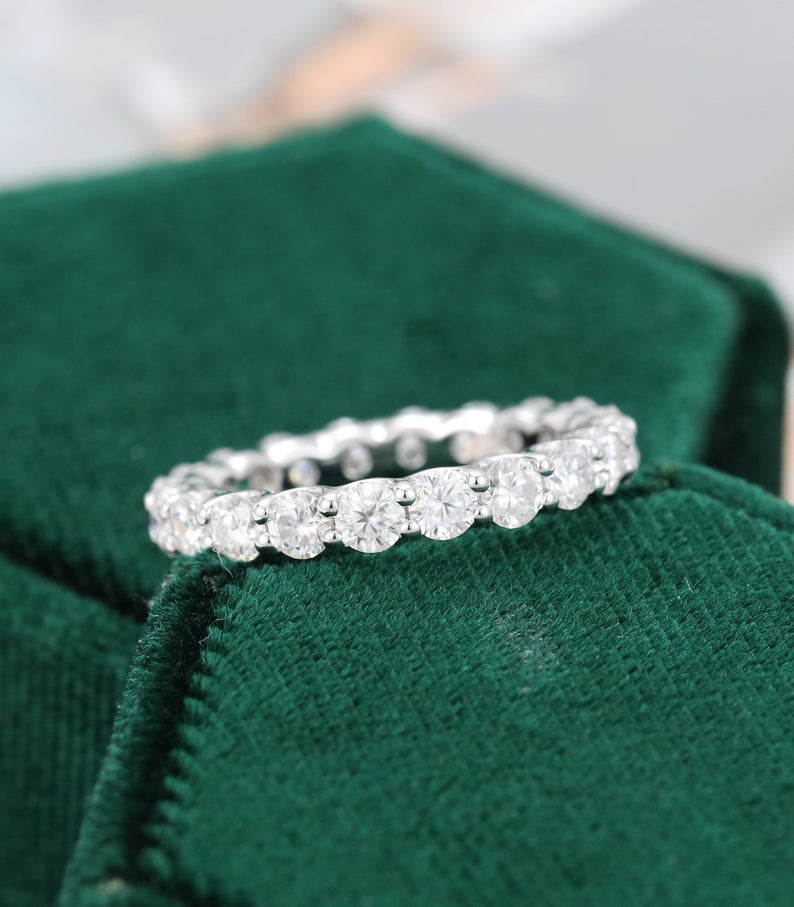 1 CT Round Cut Diamond 925 Sterling Silver Full Eternity Wedding Band Ring