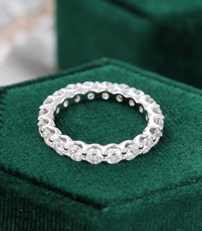 1 CT Round Cut Diamond 925 Sterling Silver Full Eternity Wedding Band Ring