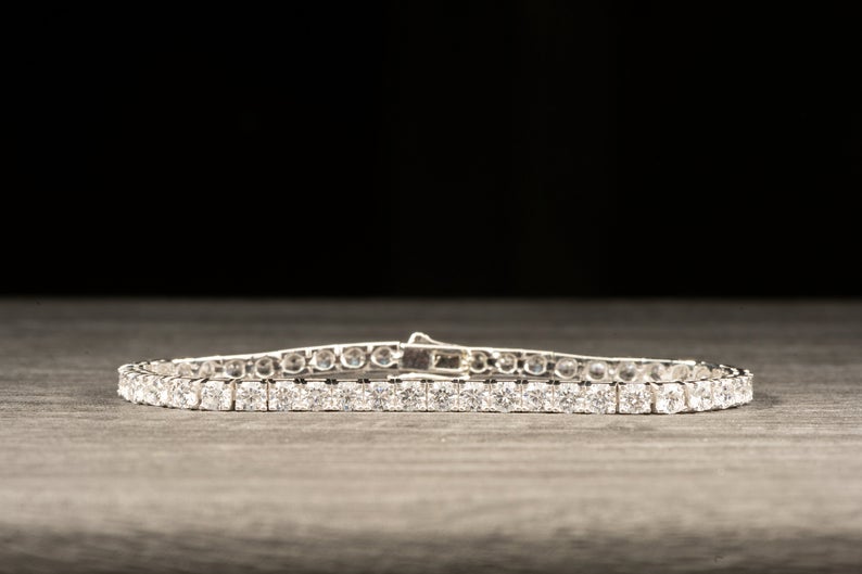5 CT Round Cut White Diamond White Gold Over On 925 Sterling Silver Tennis 7" Bracelet For Women